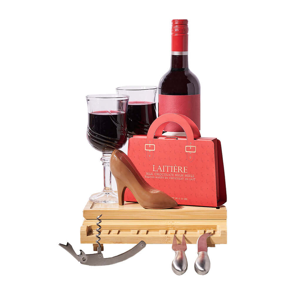Wine &amp; Chocolate Heel Set, chocolate gift, chocolate, wine gift, wine, gourmet gift, gourmet. Vancouver Delivery
