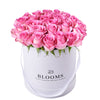 Luxe Pink Rose Gift Box, a variety of luxurious pink roses elegantly arranged in a white hat box for a sophisticated yet stunning gift, Floral Gifts from Vancouver Blooms - Same Day Vancouver Delivery.