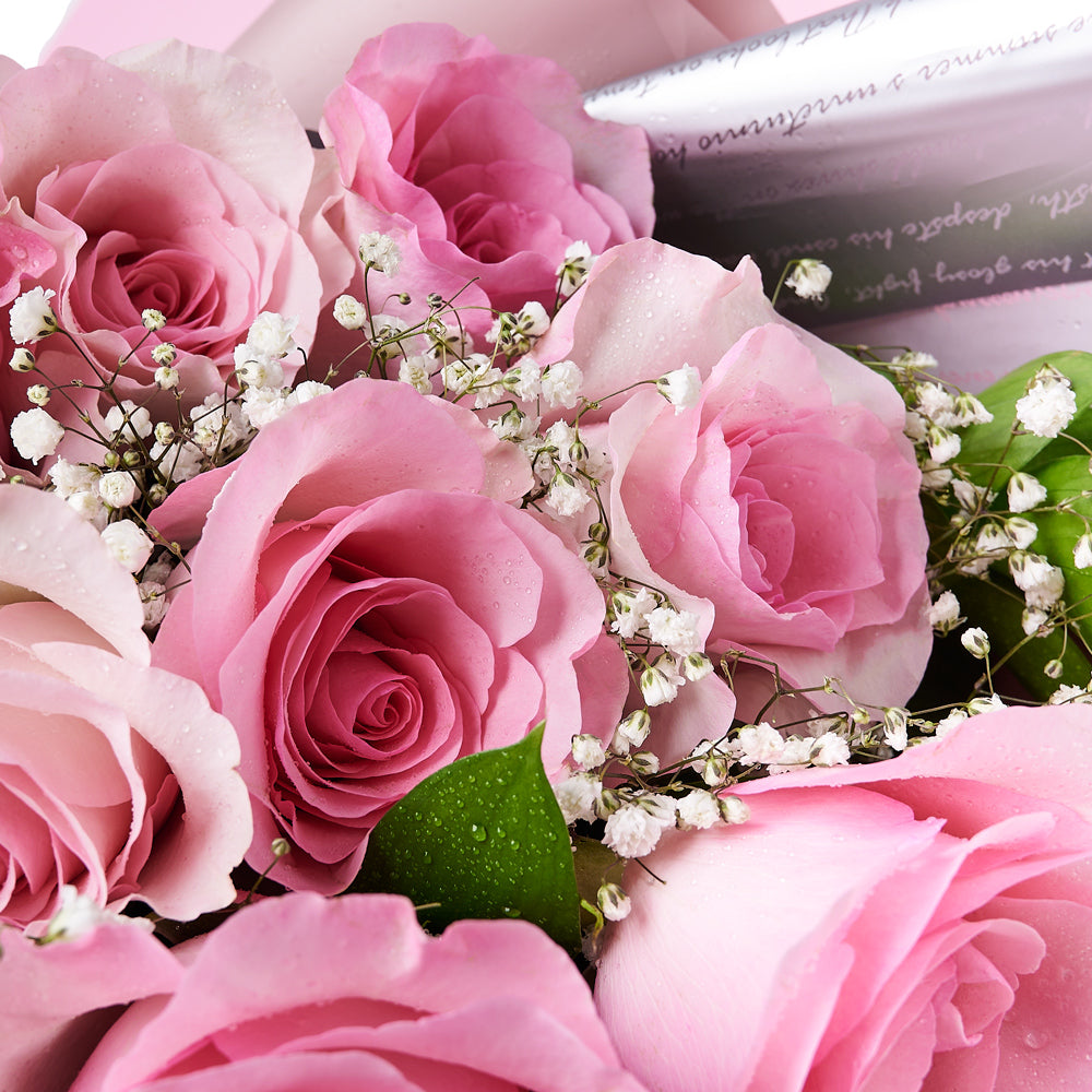 Simply Perfect Pink Rose Bouquet & Box, delicate pink roses bouquet the beauty of a blooming rose speaks for itself, elegantly presented in a flower box, Floral Gifts from Vancouver Blooms - Same Day Vancouver Delivery.