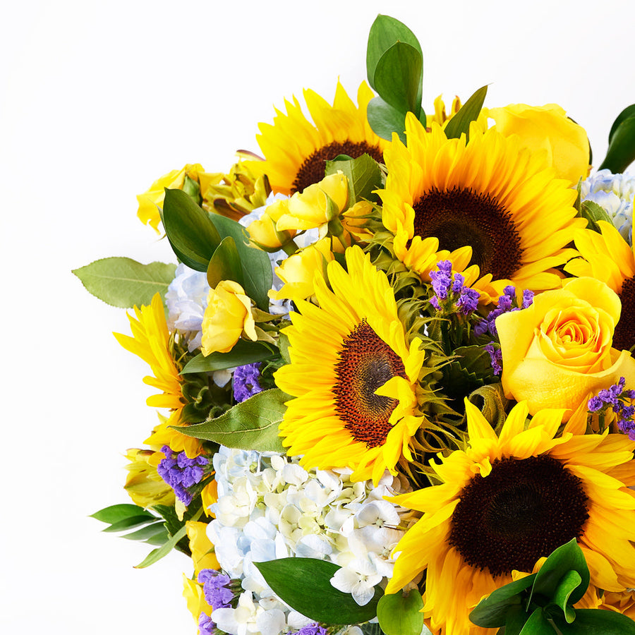 Charming Amber Sunflower Arrangement, Mixed Flowers Arrangement from Vancouver Blooms - Same Day Vancouver Delivery.