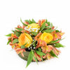 Autumnal floral hat box arrangement in yellows and oranges. Same Day Vancouver Delivery.
