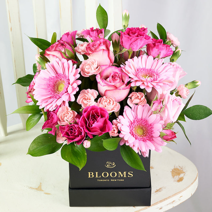 Colour Crazed Carnations Flower Gift - Mixed Floral Hat Box - Same Day Vancouver Delivery