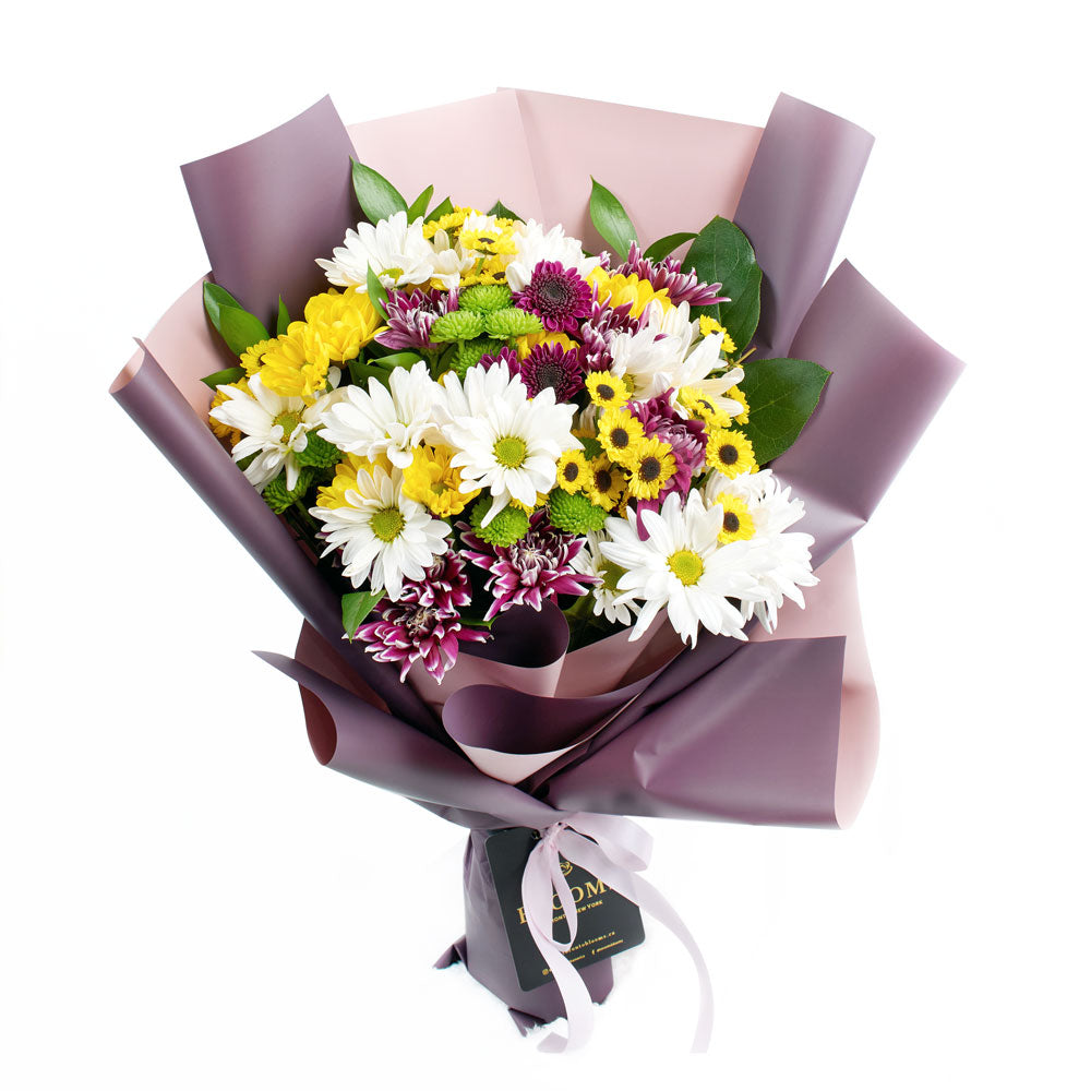 Multi-coloured mixed daisy bouquet. Same Day Vancouver Delivery.