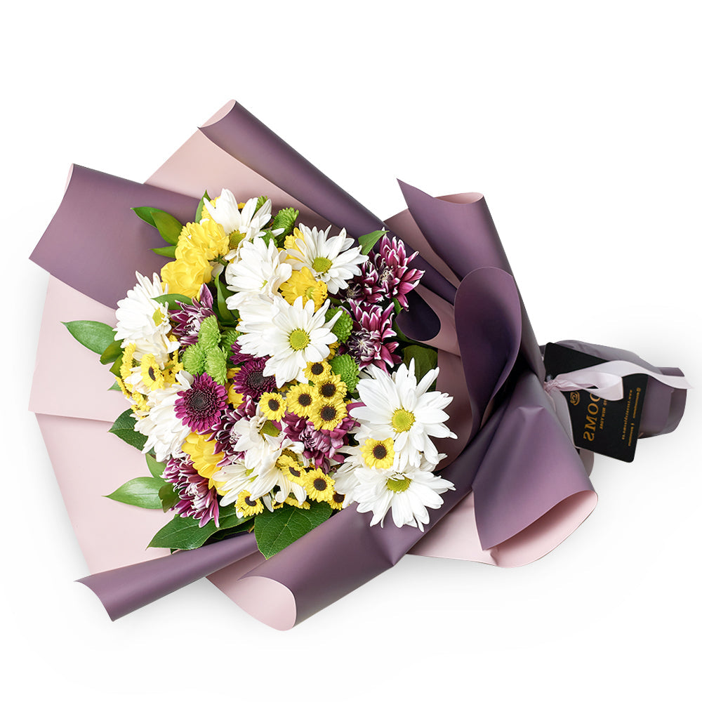 Multi-coloured mixed daisy bouquet. Same Day Vancouver Delivery.