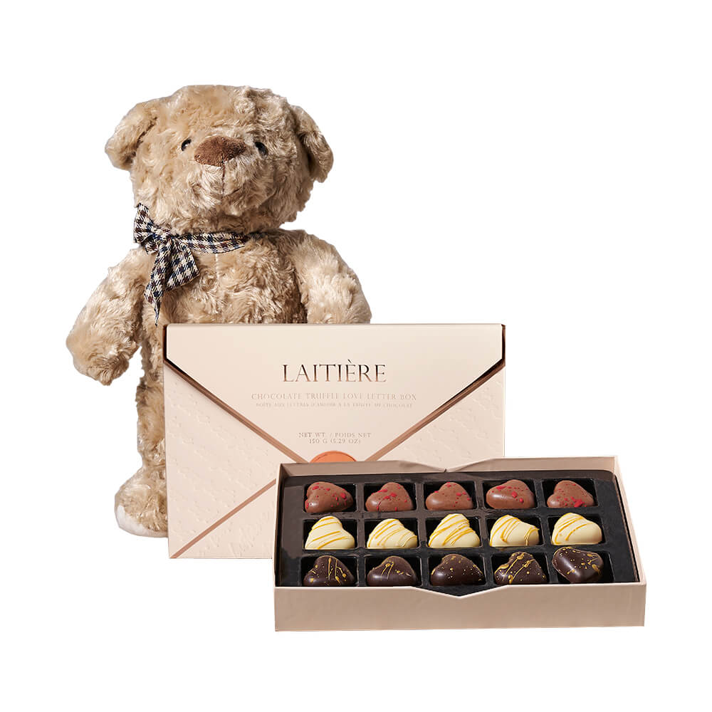 Bear &amp; Love Letter Truffle Gift, chocolate gift, chocolate, gourmet gift, gourmet, plush gift, plush