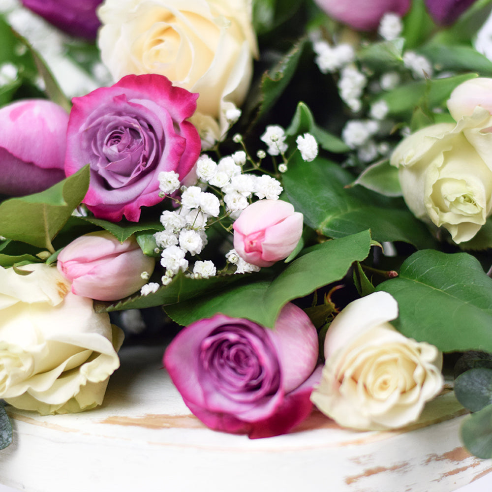 Blended Blooms Mixed Rose Bouquet, Mixed White and Purple Rose Bouquet, Flower Gifts from Vancouver Blooms - Same Day Vancouver Delivery.