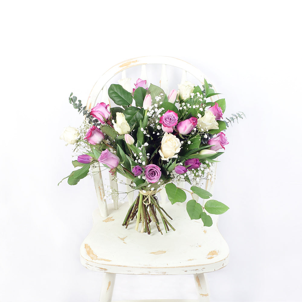 Blended Blooms Mixed Rose Bouquet, Mixed White and Purple Rose Bouquet, Flower Gifts from Vancouver Blooms - Same Day Vancouver Delivery.