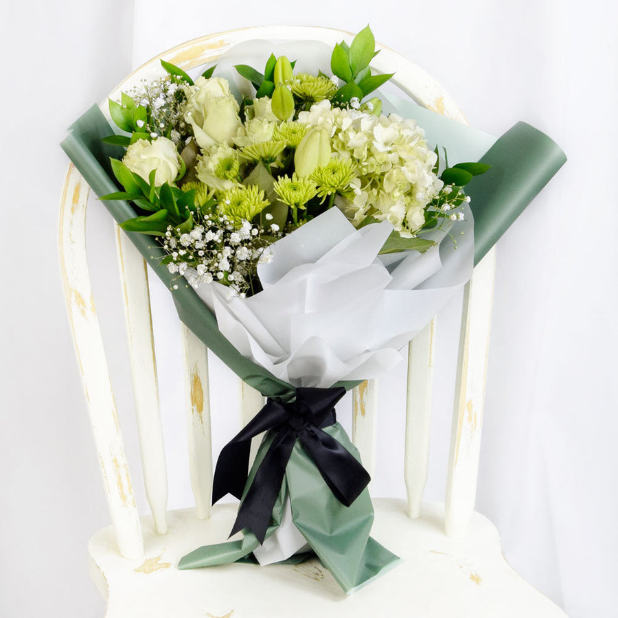 Blossoming Sunrise Mixed bouquet in white and cream. Same Day Vancouver Delivery.
