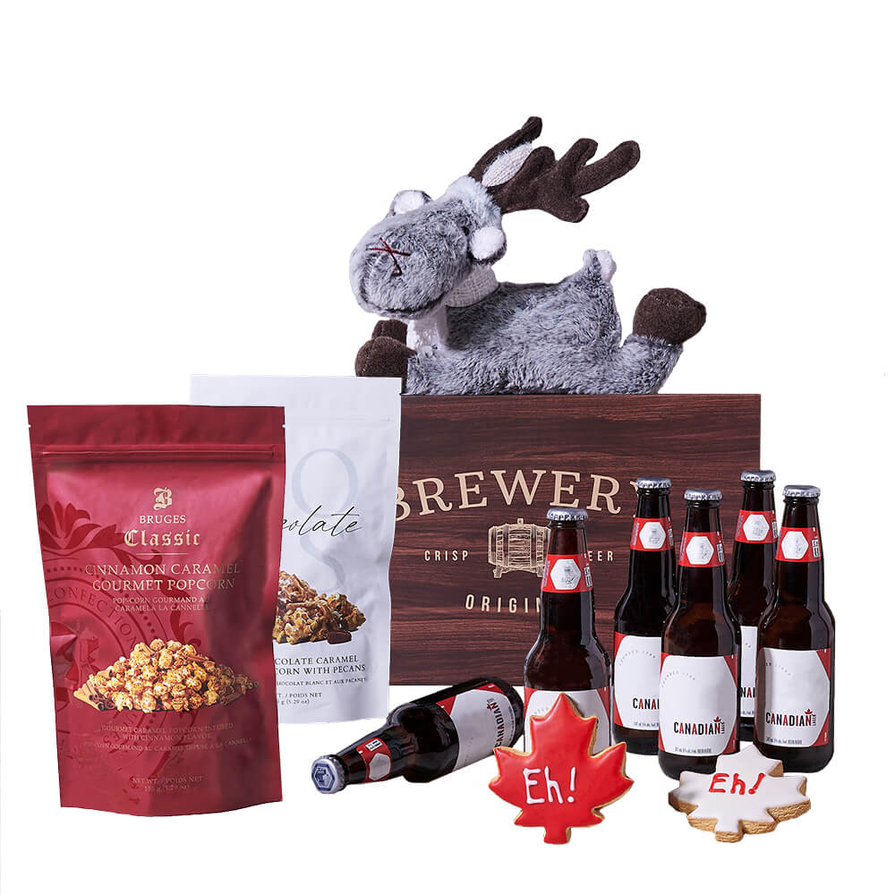 Canada Day Brews &amp; Snacks Gift, canada day gift, canada day, gourmet gift, gourmet, beer gift, beer. Blooms Vancouver- Blooms Vancouver Delivery