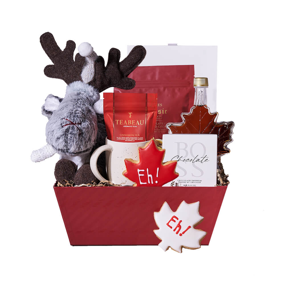 Canada Day Moose &amp; Tea Gift, canada day gift, canada day, gourmet gift, gourmet, tea gift, tea. Blooms Vancouver- Blooms Vancouver Delivery