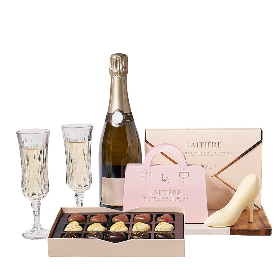 Champagne & Sharable Love Letter Gift, champagne gift, champagne, sparkling wine gift, sparkling wine, chocolate gift, chocolate, gourmet gift, gourmet