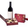 Christmas Wine & Chocolate Gift Set, a bottle of wine and an assortment of holiday chocolate truffles, Christmas Gifts from Vancouver Blooms - Same Day Vancouver Delivery.