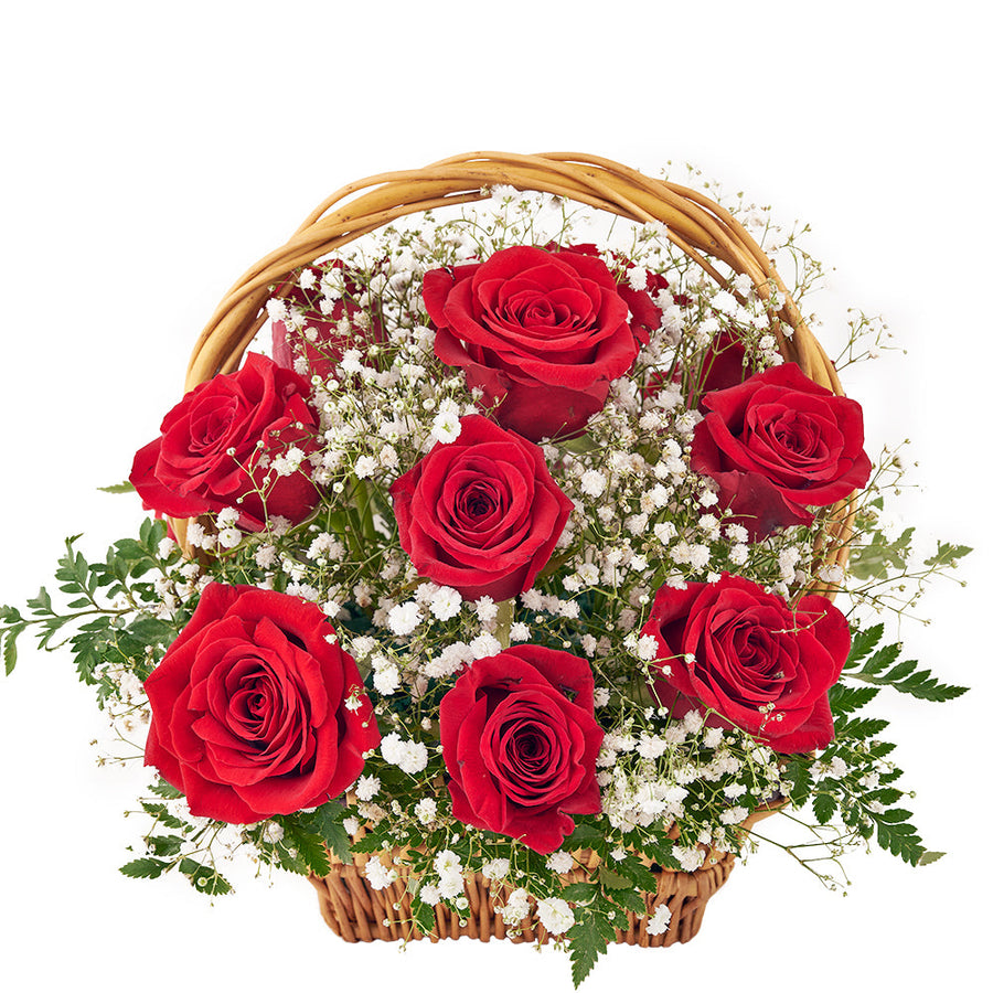 Classic Comfort Rose Gift, Roses in a Basket, Flower Gifts from Vancouver Blooms - Same Day Vancouver Delivery.