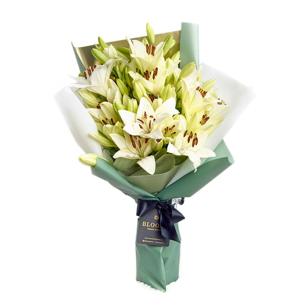 Crisp Snow Lily Bouquet, Flower Gifts from Vancouver Blooms - Same Day Vancouver Delivery.