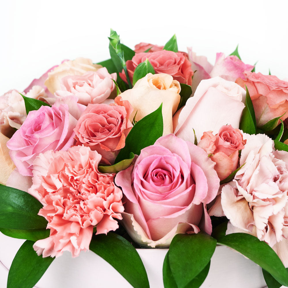 Graceful Pink Mixed Hat Box - Pink Floral Mix Gift Box - Same Day Vancouver Delivery