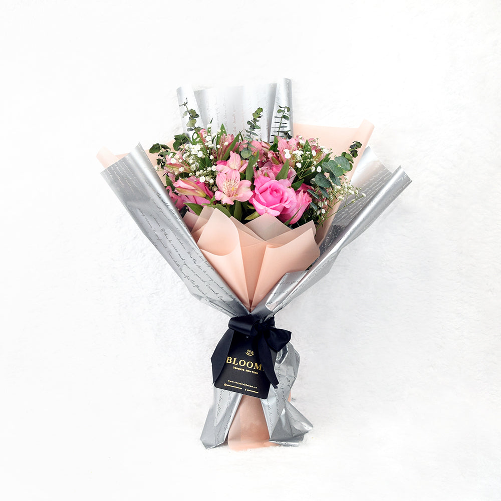 A Classy Affair Flowers & Prosecco Gift, Rose Bouquet and Champagne Gift from Vancouver Blooms - Same Day Vancouver Delivery.