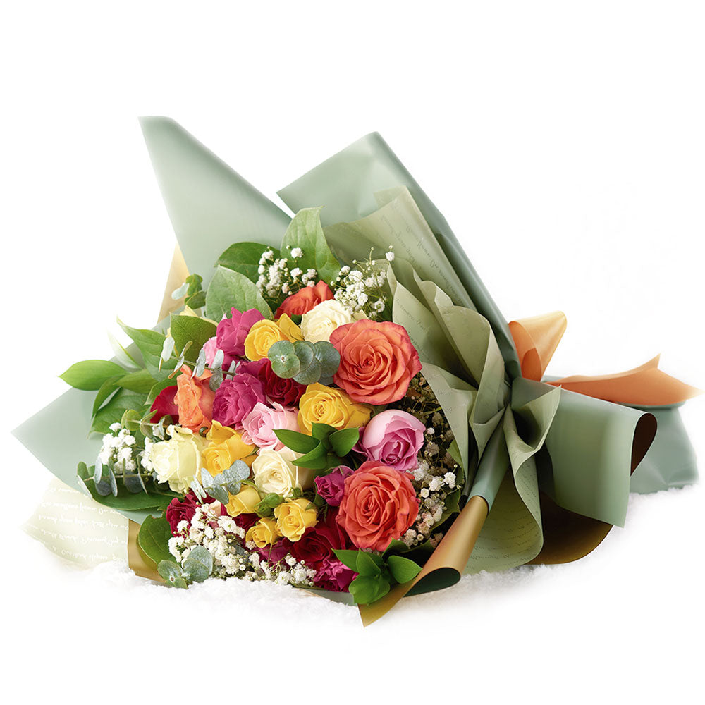 Warm-toned mixed rose bouquet. Same Day Vancouver Delivery.
