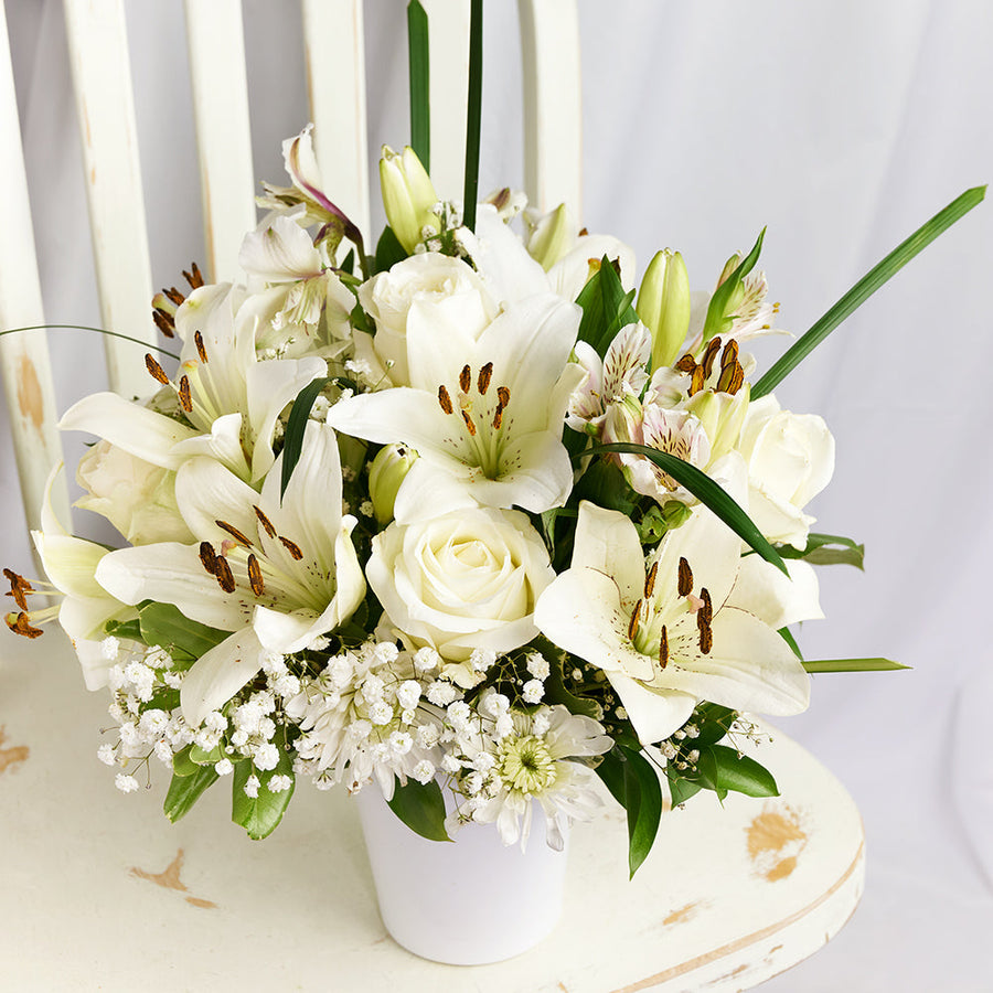 Everyday Luxury Flowers & Wine Gift, White Flower and Wine, Flower Gifts Set from Vancouver Blooms - Same Day Vancouver Delivery.