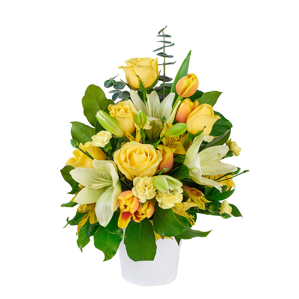 Vancouver Same Day Flower Delivery - Vancouver Flower Gifts - Gold &amp; Cream mixed floral arrangement.