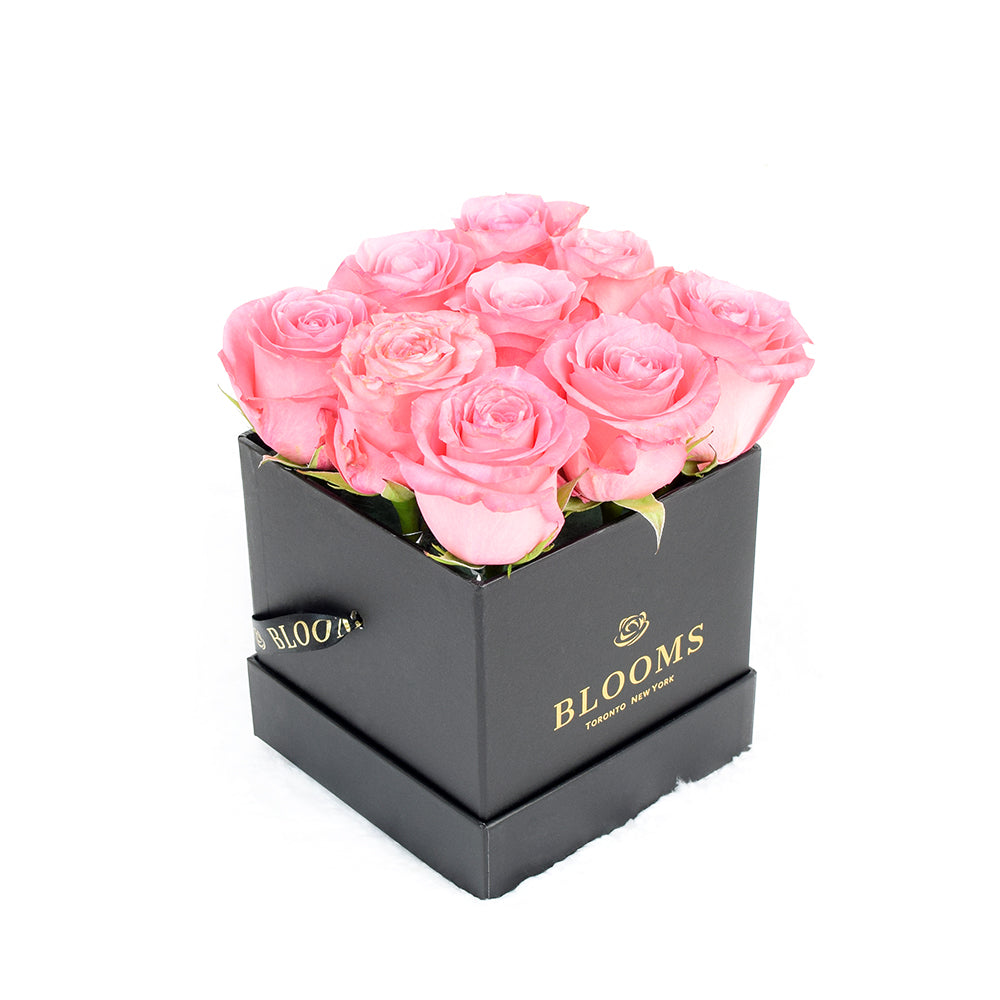 Impeccable pink rose hat box arrangement. Same Day Vancouver Delivery. 