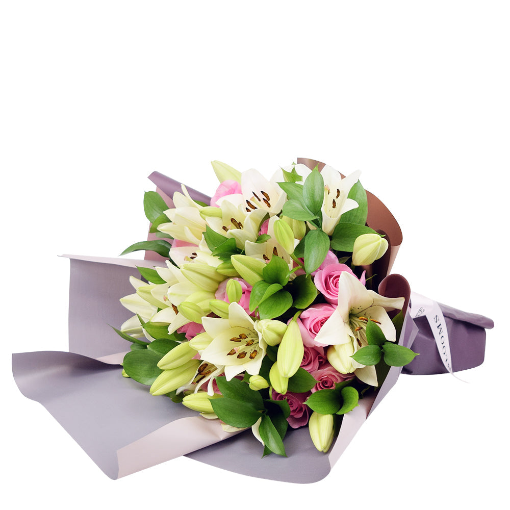 Kiss of Pink Rose & Lilies Bouquet, Flower Gifts from Vancouver Blooms - Same Day Vancouver Delivery.