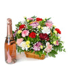 Champagne and flower basket. Same day Vancouver delivery