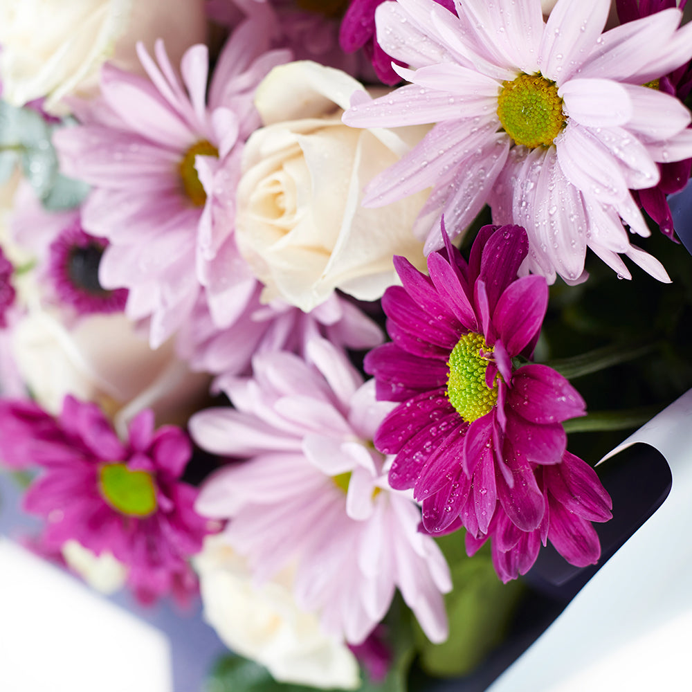 Mixed lavender floral gift set with chocolates. Same Day Vancouver Delivery.