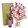Mother’s Day 12 Stem Pink Rose Bouquet with Box & Wine – Mother’s Day Gifts – Vancouver delivery