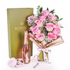 Mother’s Day Dozen Pink Rose Bouquet with Box, Champagne, & Chocolate – Mother’s Day Gifts– Vancouver delivery