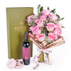 Mother’s Day Dozen Pink Rose Bouquet with Box, Wine, & Chocolate – Mother’s Day Gifts – Vancouver delivery