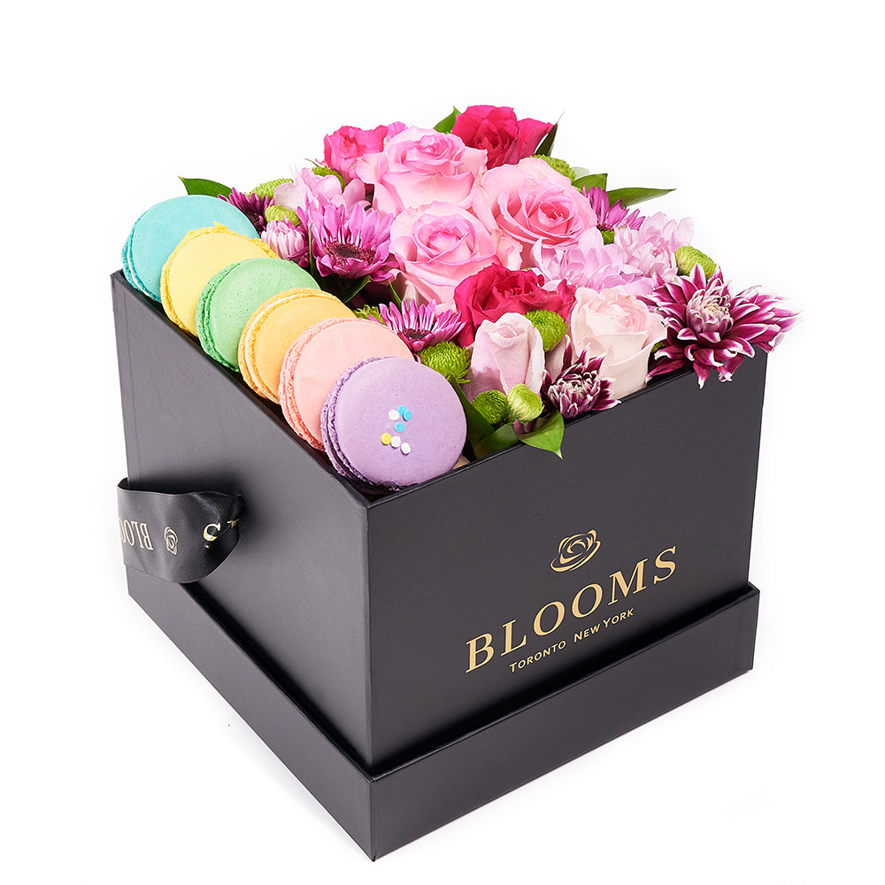 Complete Macaron &amp; Flower Gift Box – Floral Gifts – Vancouver delivery
