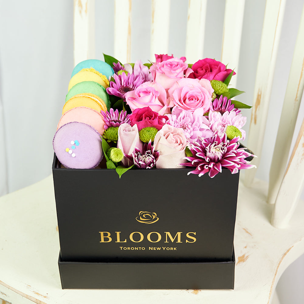 Complete Macaron & Flower Gift Box – Floral Gifts – Vancouver delivery