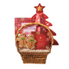 Gourmet Christmas Sweet Gift Basket, cherry cream gummy rings, two gingerbread cookies, dark chocolate, white chocolate cranberry shortbread cookies, assorted chocolate truffles, all presented in a classic wicker gift basket, from Vancouver Blooms - Same Day Vancouver Delivery.