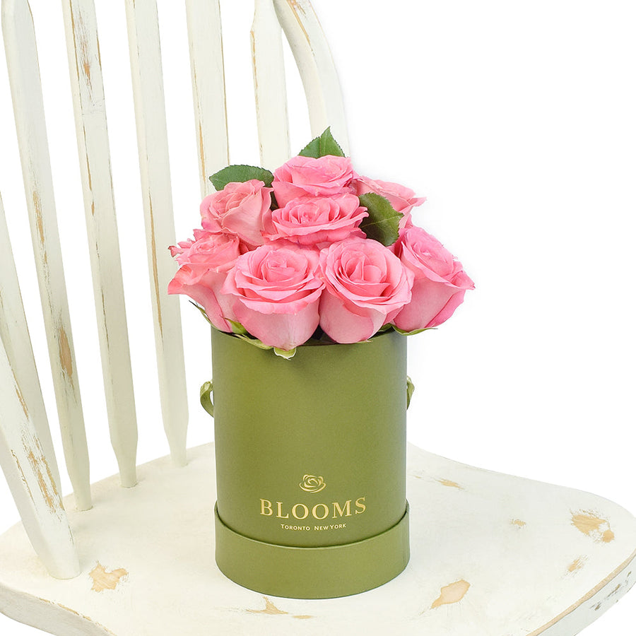 Pink Glow Box Rose Set, Pink Roses Gift, Rose Gift Hat Box, Rose Hat Box, Rose Arrangement, Vancouver Same Day Delivery