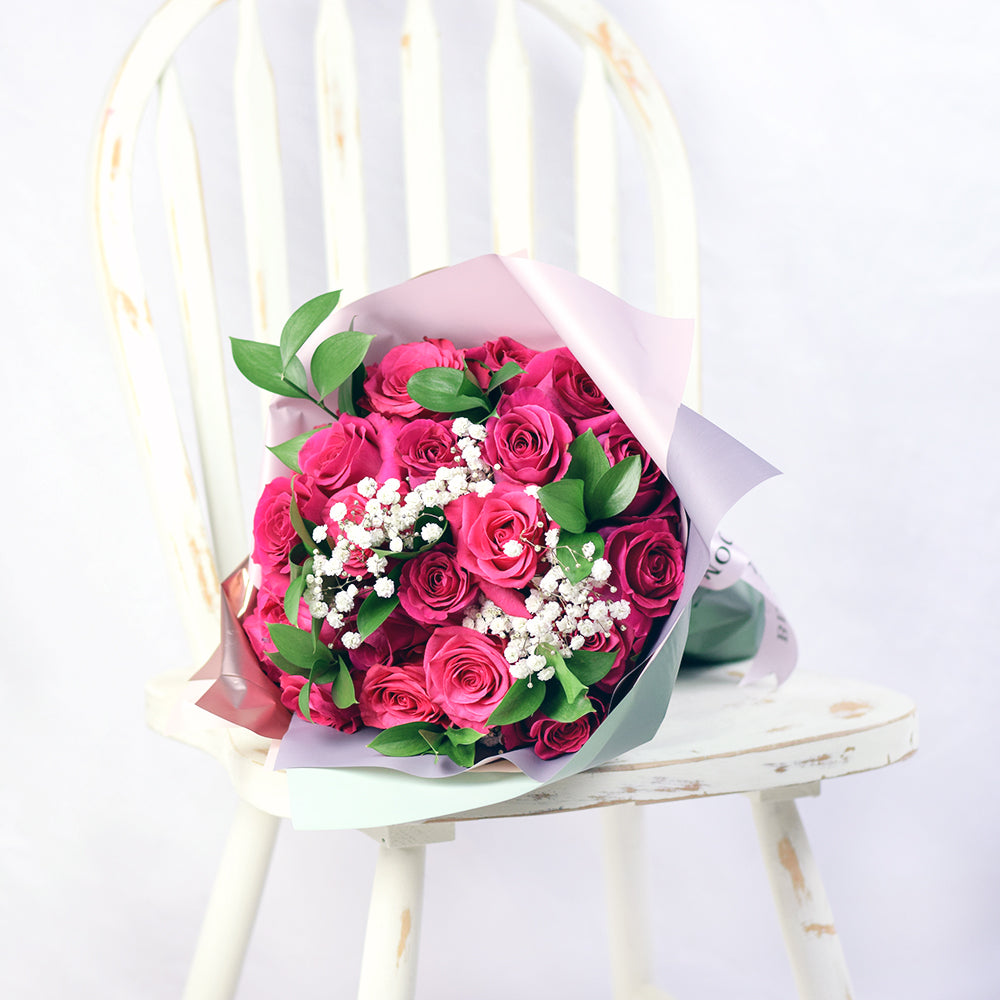 Fun and flirty, the Pink Passion Rose Bouquet is the perfect gift for the woman in your life who has a love for all things pink, from Vancouver Blooms - Same Day Vancouver Delivery.