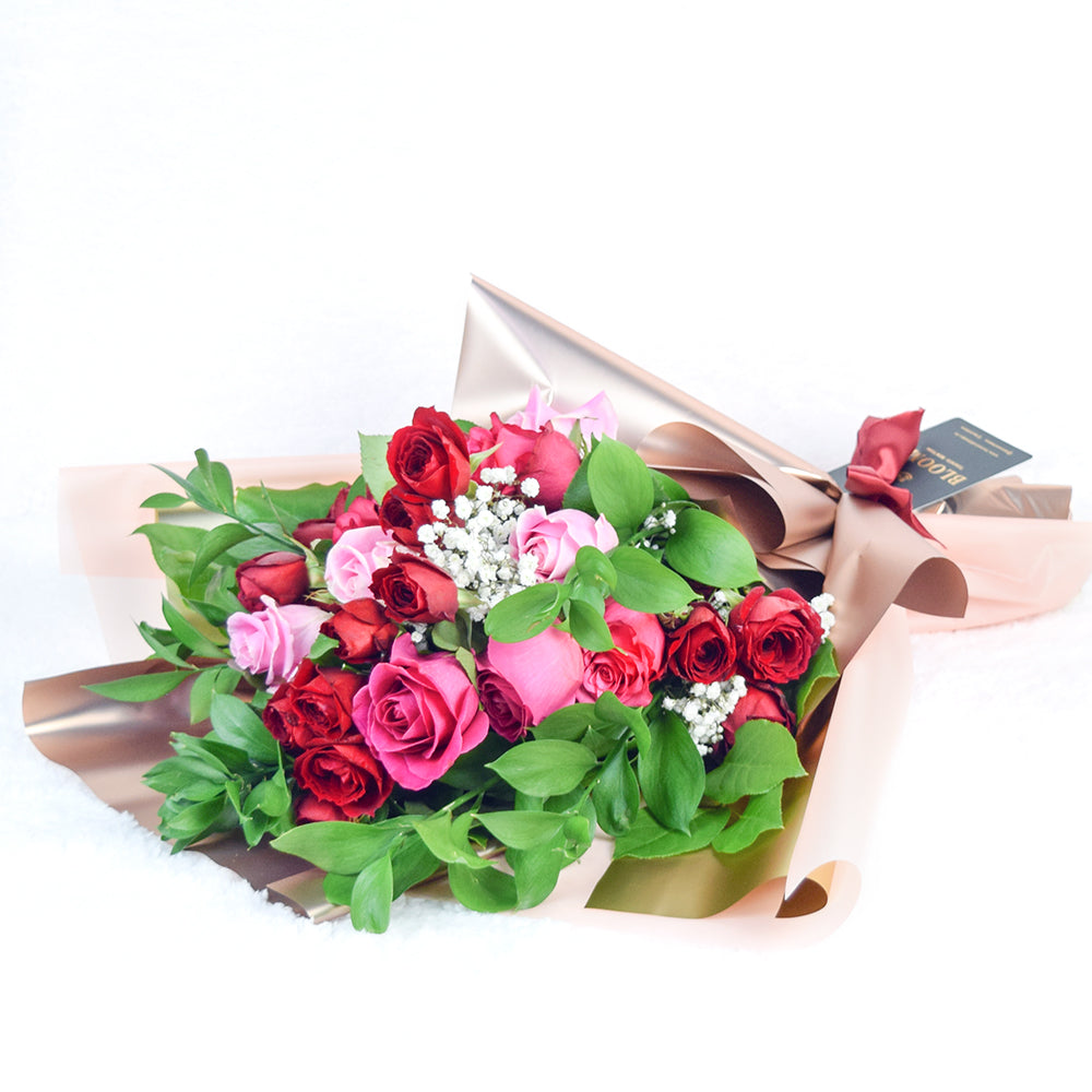 Power of Love Rose Bouquet, Pink and Red Roses Bouquet, Flower Gifts from Vancouver Blooms - Same Day Vancouver Delivery.