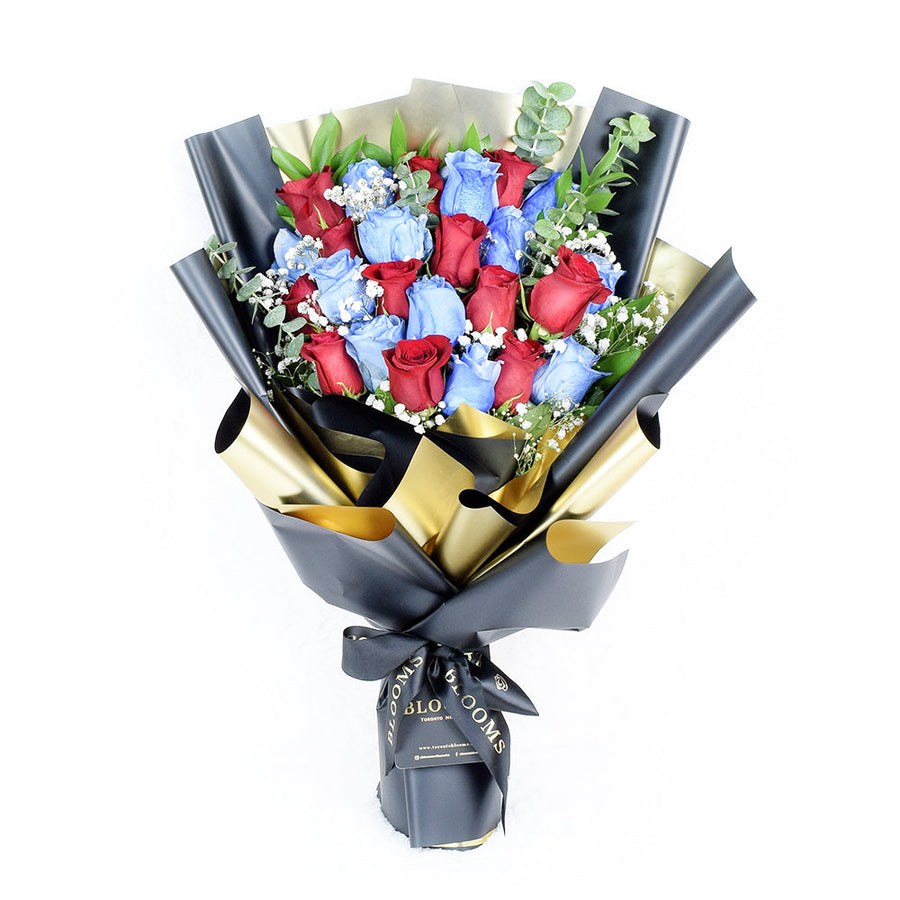 Prime Luxury Rose Bouquet, Red and Blue Rose Bouquet, Flower Gifts from Vancouver Blooms - Same Day Vancouver Delivery.