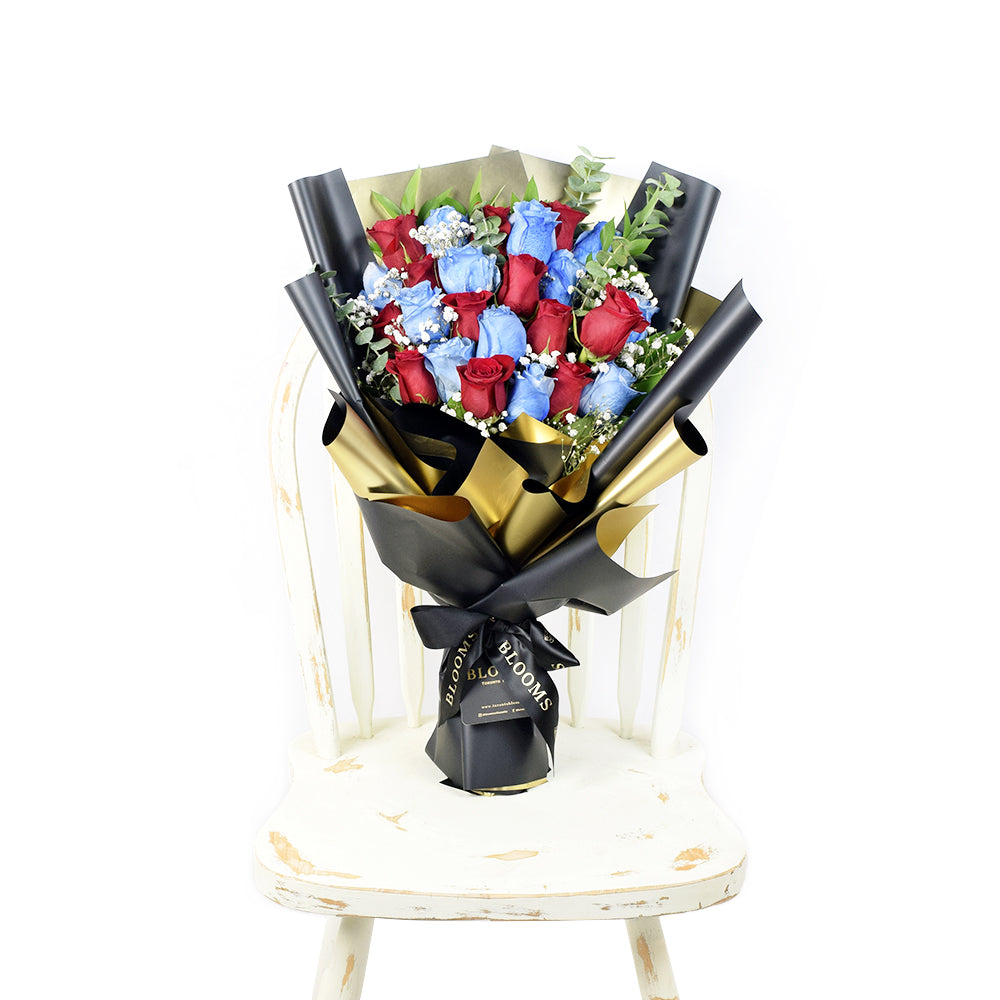 Prime Luxury Rose Bouquet, Red and Blue Rose Bouquet, Flower Gifts from Vancouver Blooms - Same Day Vancouver Delivery.