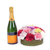 Mixed Carnation Box Arrangement With Champagne - Wine Gift - Same Day Vancouver Delivery
