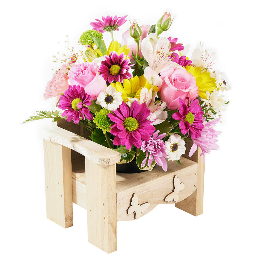 Slice of Nature Garden Chair  - Mixed Flower and Chair Gift Set - Same Day Vancouver Delivery