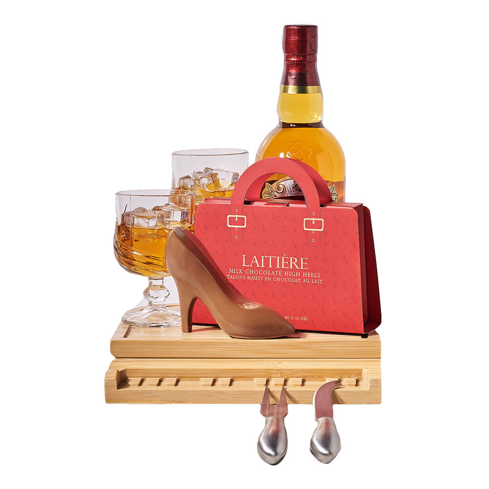 Spirits & Chocolate Heel Set, liquor gift, liquor, chocolate gift, chocolate, gourmet gift, gourmet Vancouver Delivery