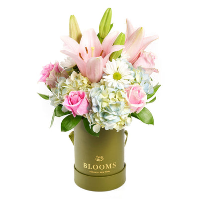 Spring Forth Mixed Floral Gift - Mixed Floral Arrangement Hat Box - Same Day Vancouver Delivery