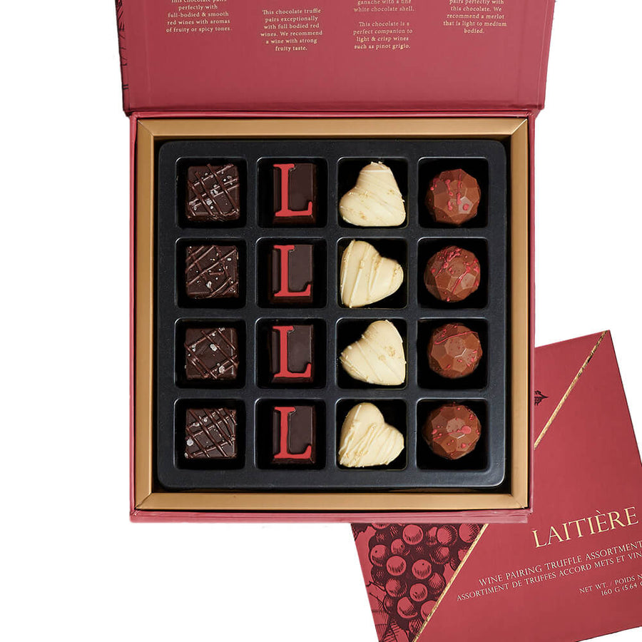 Stunning Wine & Truffle Pairing Gift, wine gift,  wine, chocolate gift, chocolate, gourmet gift, gourmet. Vancouver Delivery