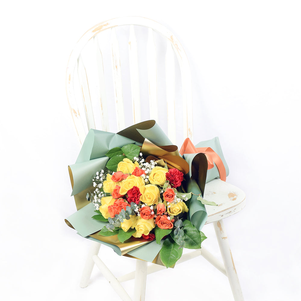 Mixed Yellow and Orange Rose Bouquet - Vancouver Delivery