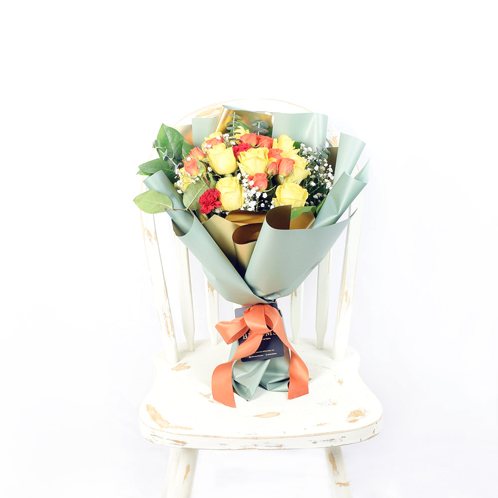 Mixed Yellow and Orange Rose Bouquet - Vancouver Delivery