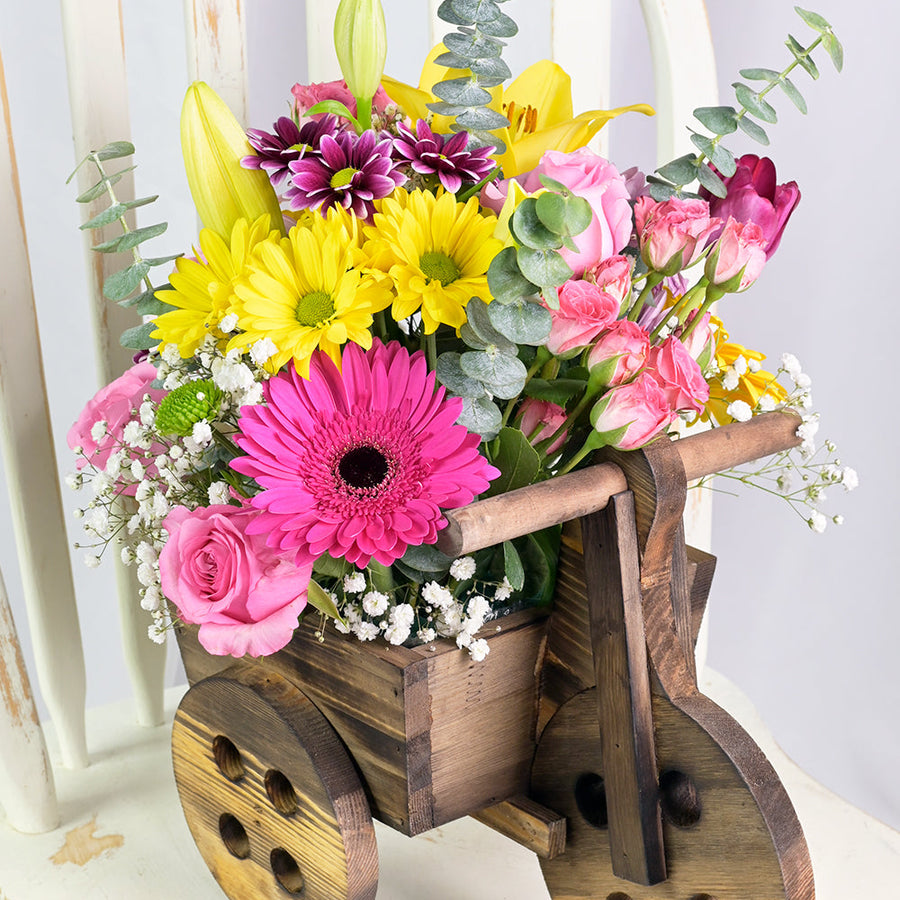 The Best Mother's Day Floral Gift - Wooden Planter Mix Floral Gift Basket - Vancouver Delivery