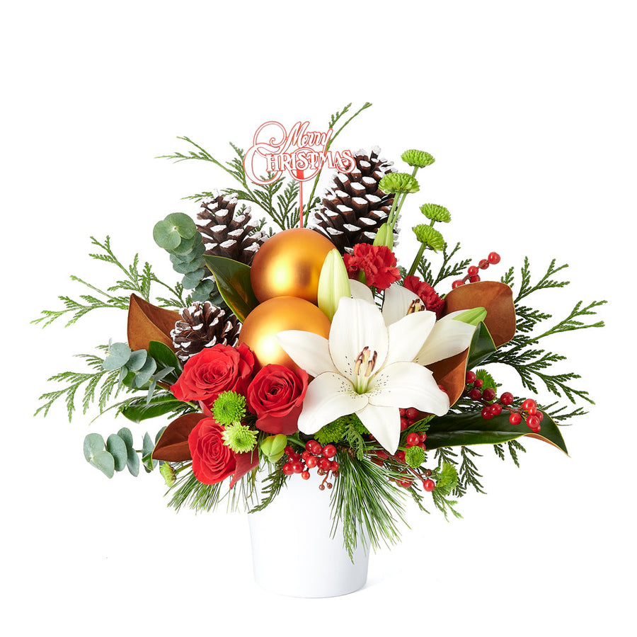 Mixed flower arrangement,  Mixed Floral Arrangement,  Mix Floral Arrangement,  Flower Arrangement,  Floral Arrangement,  holiday,  christmas,  Set 24011-2021, holiday arrangement delivery, delivery holiday arrangement, christmas flowers canada, canada christmas flowers,vancouver